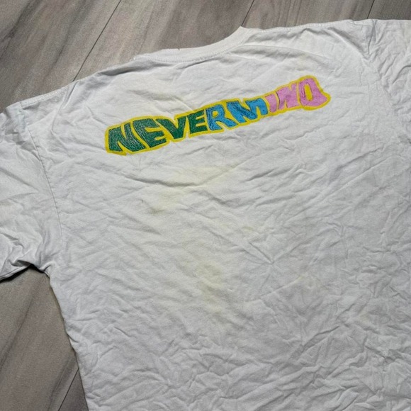 Nirvana Smiley Face Distressed Graphic T-Shirt White Nevermind S/M Mens - Picture 3 of 8